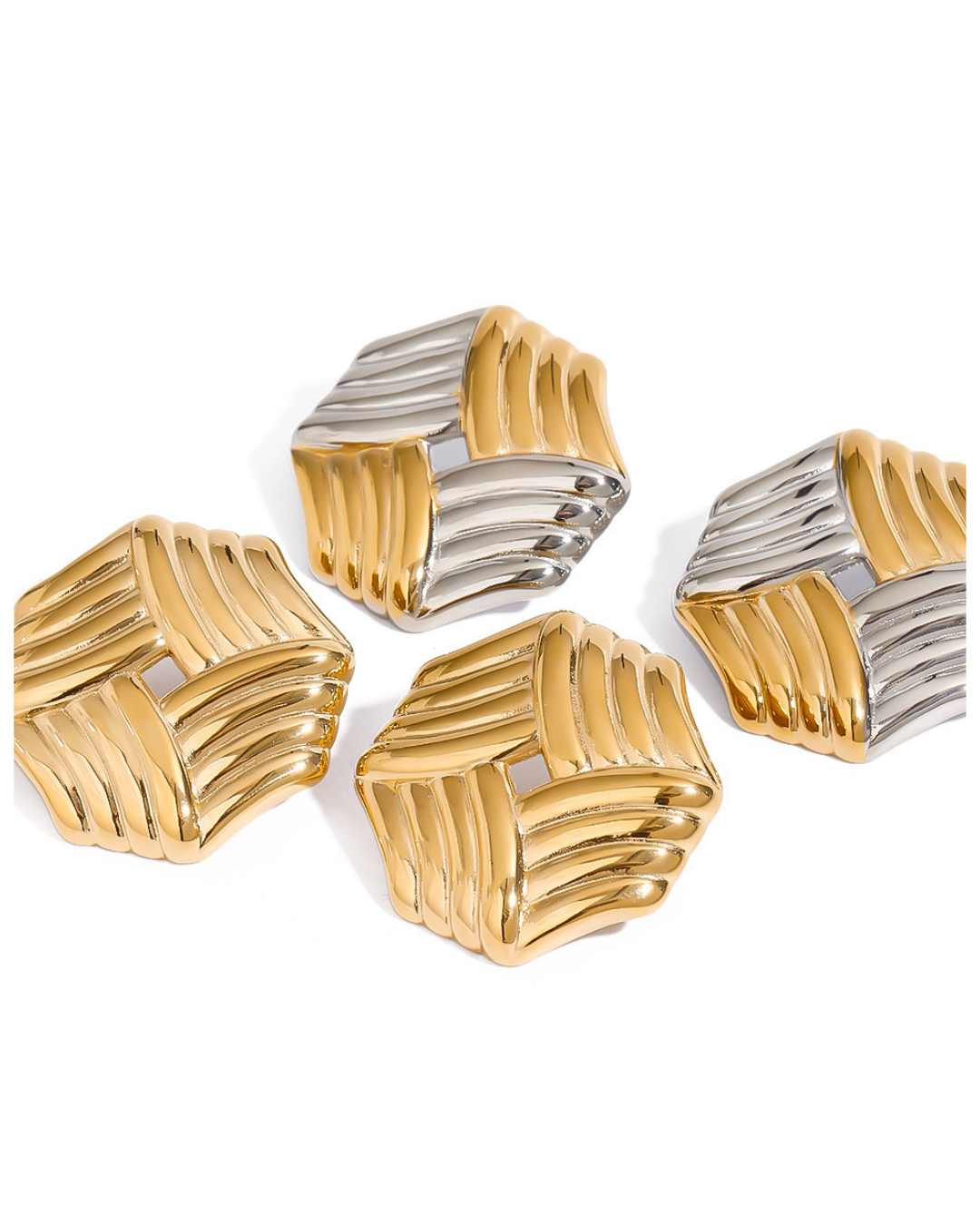 316L Hex Wave Sculpture Pierce 詳細画像1｜Misy Jewelry