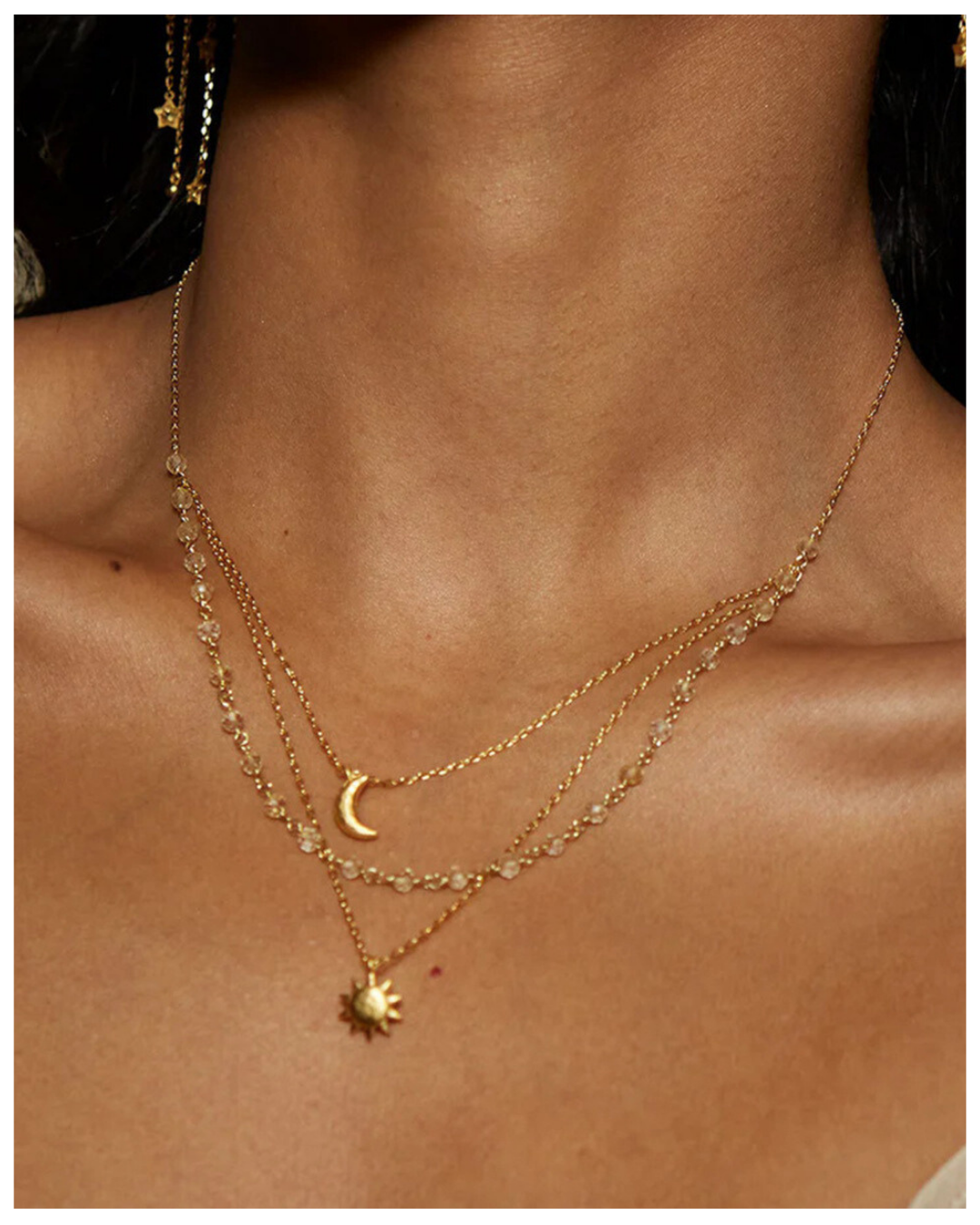 316L Sun & Moon Layered Necklace 詳細画像1｜Misy Jewelry