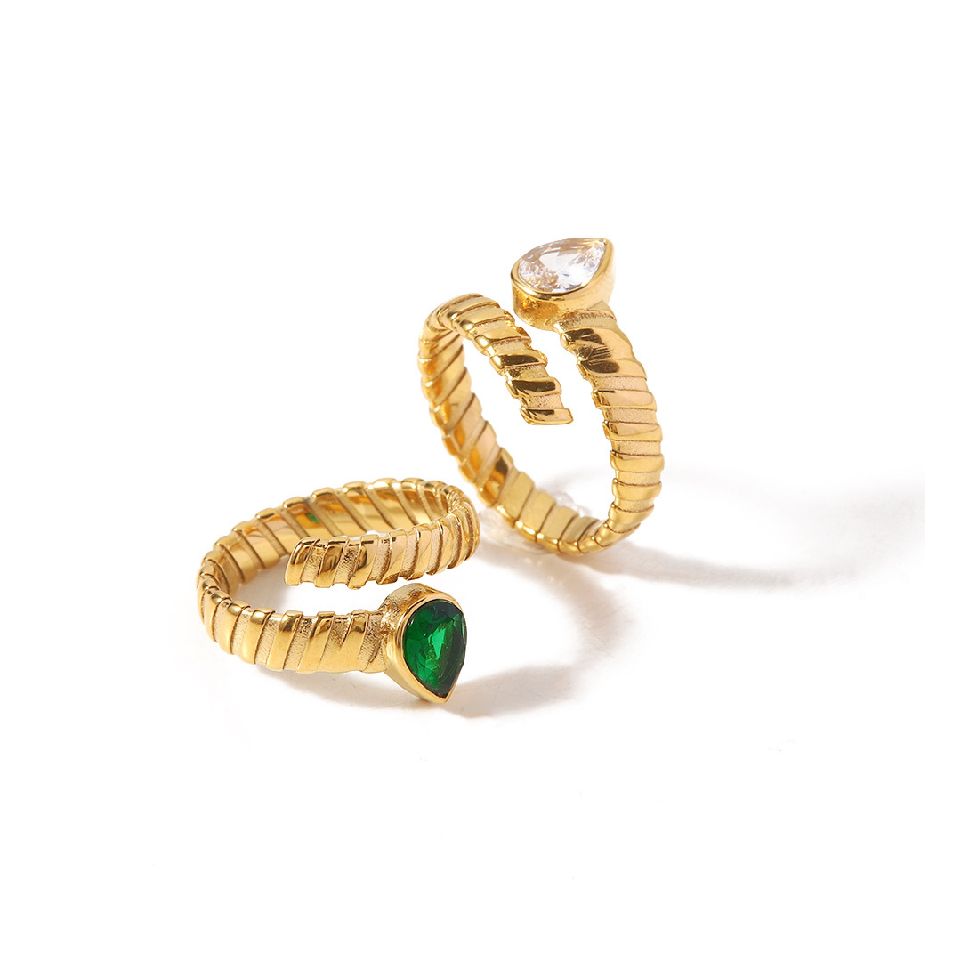 316L Tear Zirconia Ring Green or White — ディテール | リング | サージカルステンレス316L | Misy Jewelry