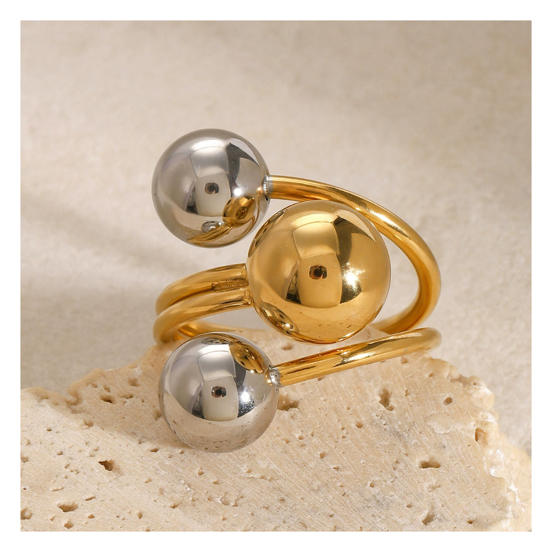 316L Bi-Color Aurora Sphere Ring 詳細画像1｜Misy Jewelry