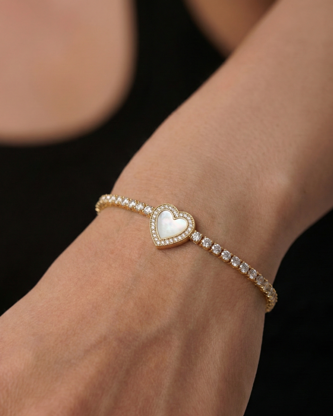 316L Heart zirconia bracelet 詳細画像1｜Misy Jewelry