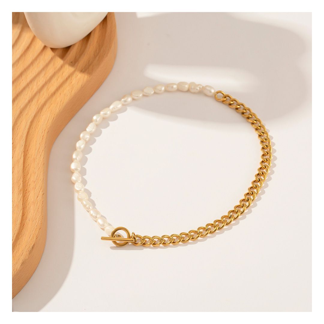 316L Half Chain Perl Necklace 詳細画像1｜Misy Jewelry