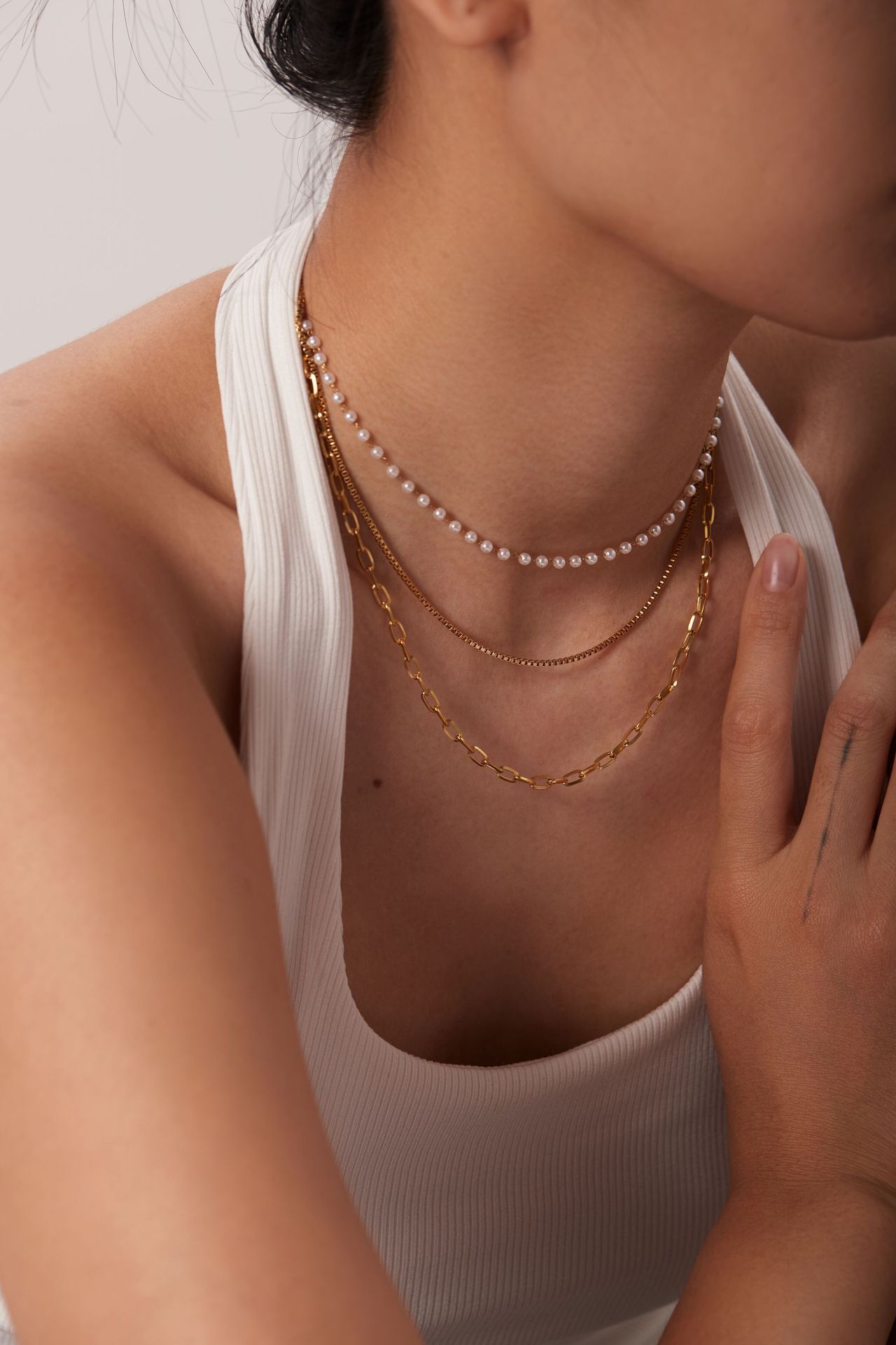 3連 Dot Perl Chain Necklace 詳細画像11｜Misy Jewelry