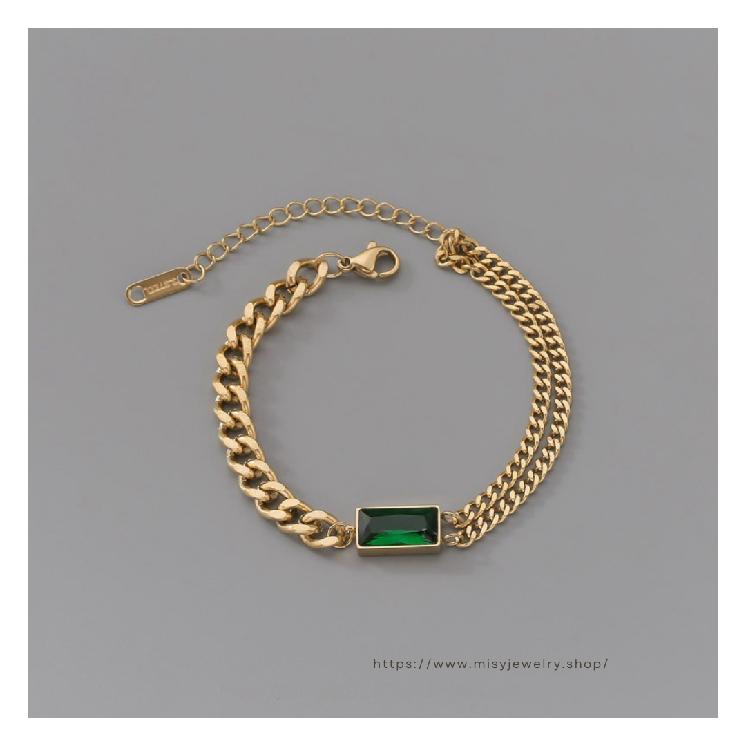 316L Square Zirconia Bracelet - ブレスレット｜Misy Jewelry