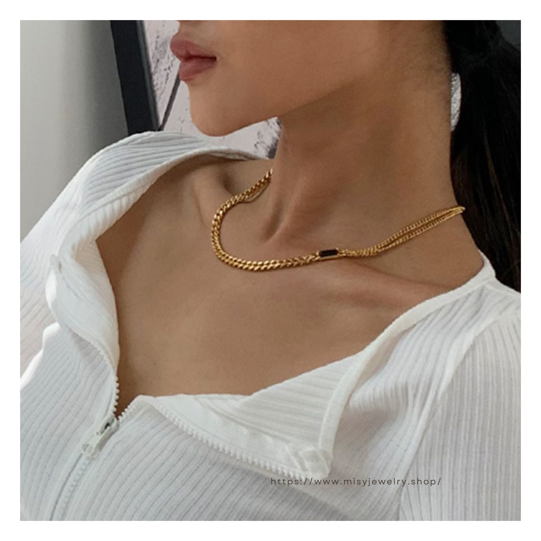 316L Square Zirconia Necklace 詳細画像3｜Misy Jewelry