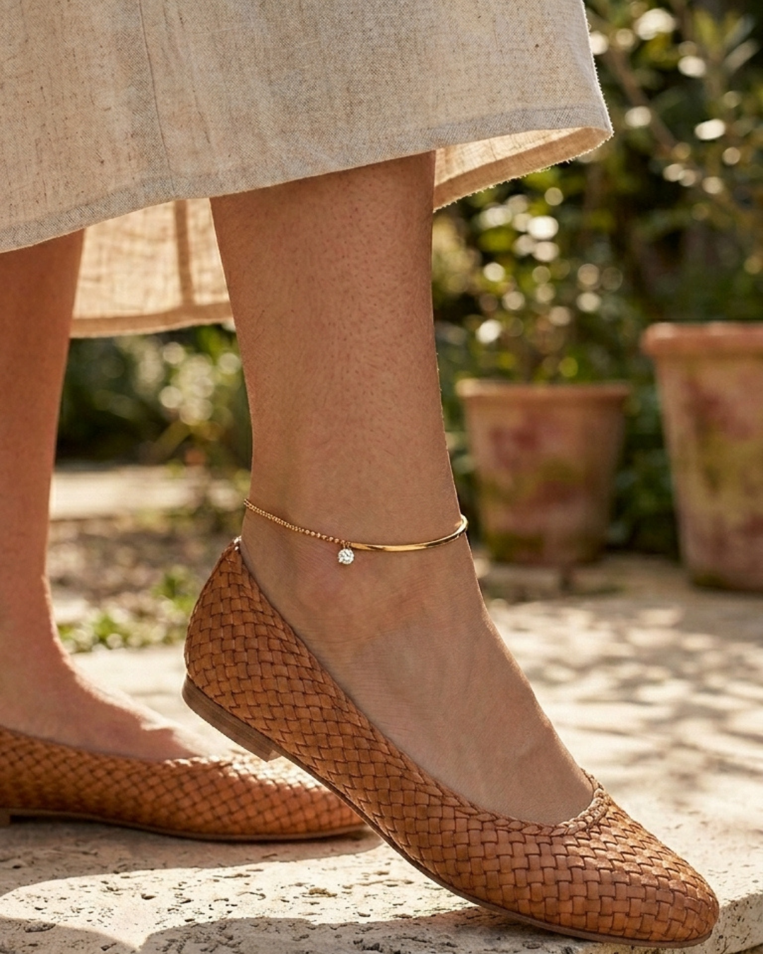 Plate Cubic Zircon Anklet — ディテール | ブレスレット | サージカルステンレス316L | Misy Jewelry