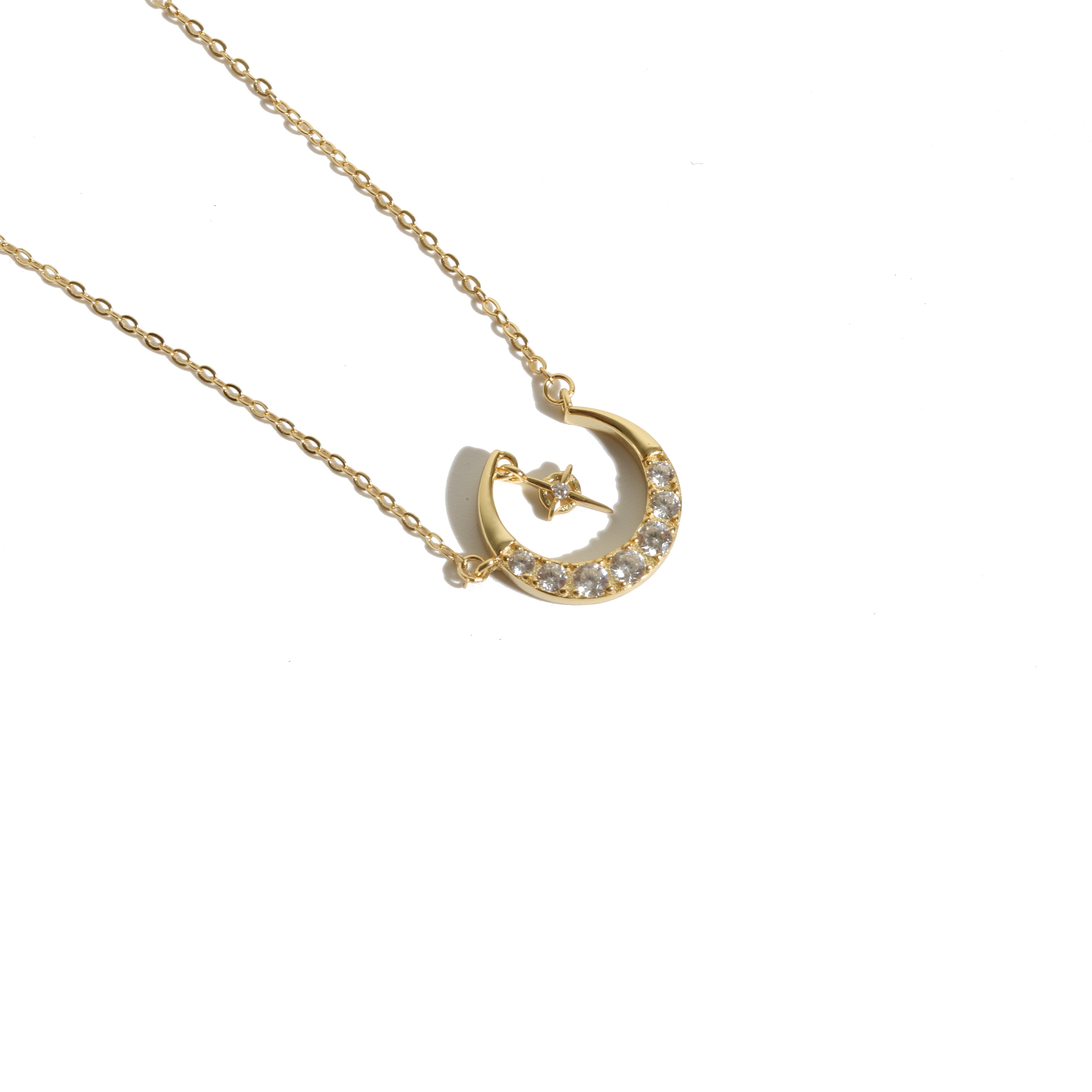s925 Crecent moon zirconia necklace 詳細画像4｜Misy Jewelry