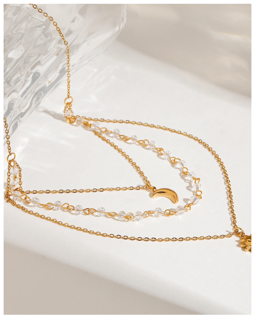 316L Sun & Moon Layered Necklace — 着用イメージ | ネックレス | サージカルステンレス316L | Misy Jewelry