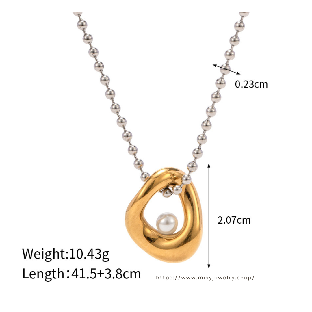 316L Bi-Color Perl Necklace 詳細画像4｜Misy Jewelry