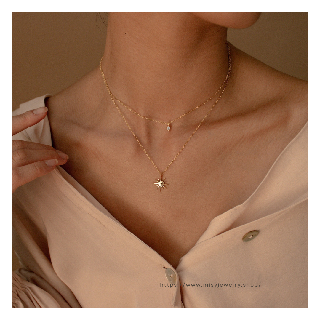 2連  Zirconia Moon Necklace - ネックレス｜Misy Jewelry
