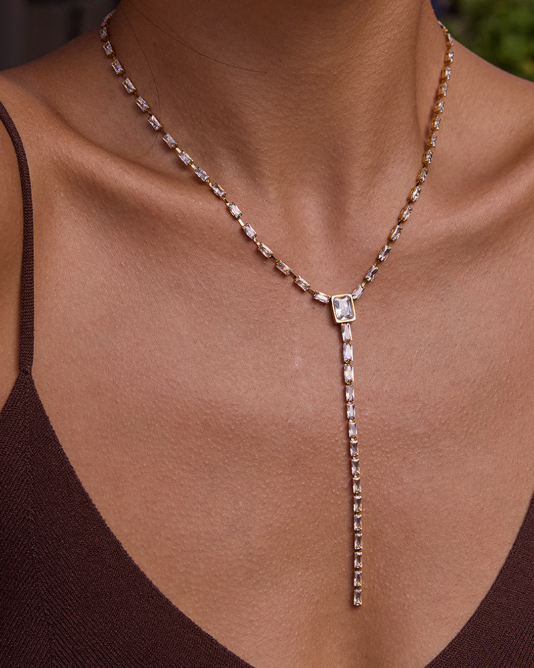 316L Y Line Zirconia Necklace 詳細画像7｜Misy Jewelry