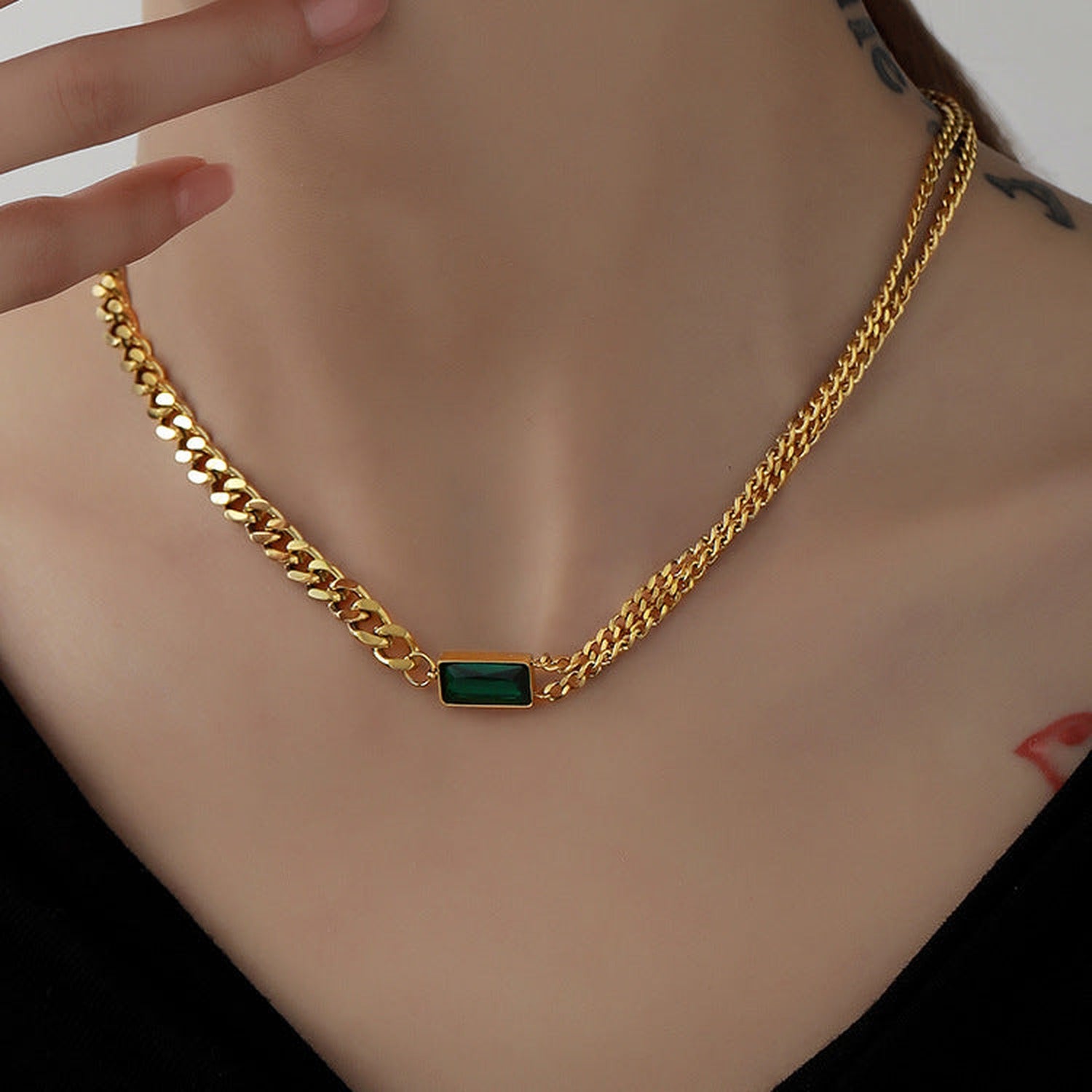 316L Square Zirconia Necklace 詳細画像10｜Misy Jewelry