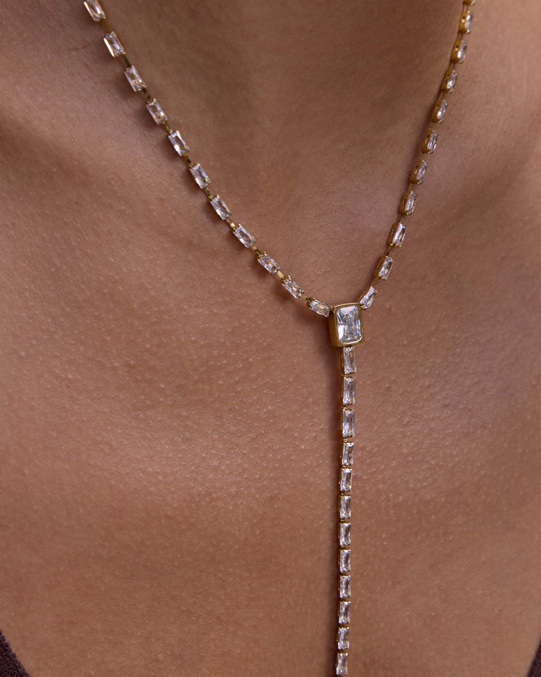 316L Y Line Zirconia Necklace 詳細画像6｜Misy Jewelry