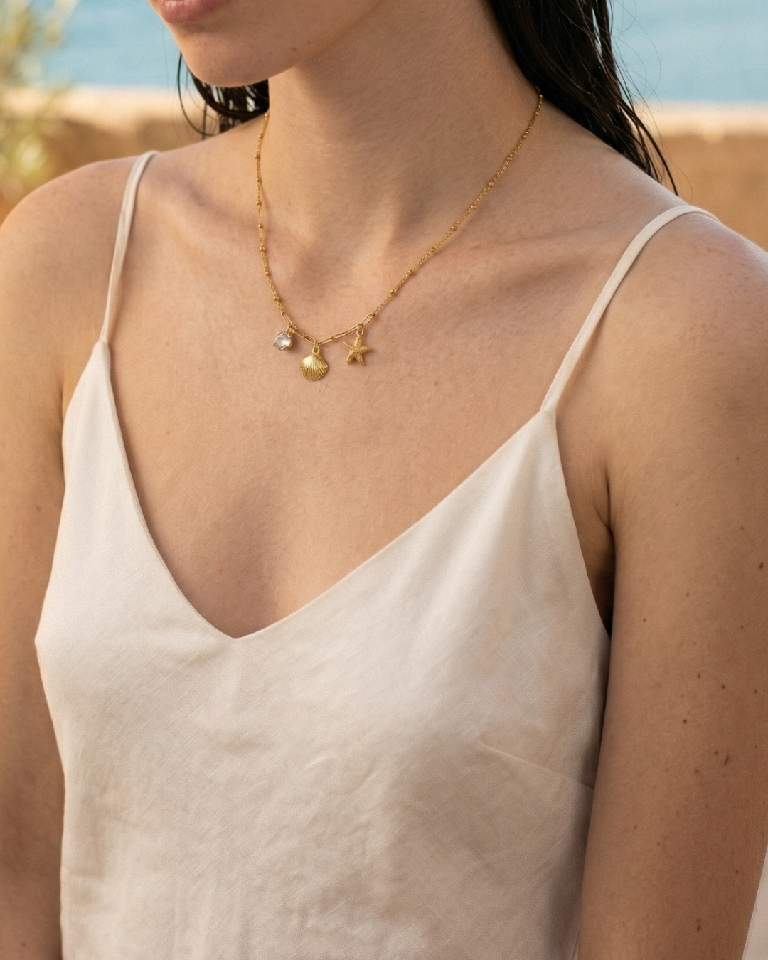 316L Shell & Starfish Charm Necklace 詳細画像6｜Misy Jewelry