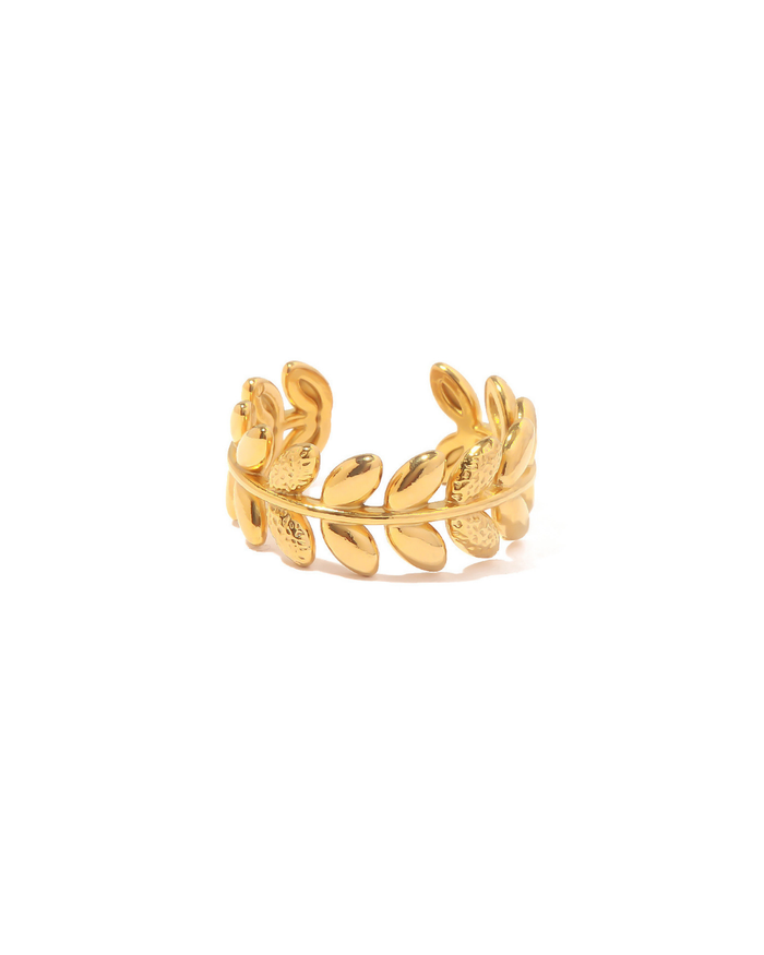 316L Leaf Line Ring