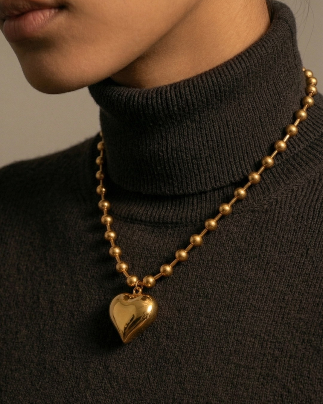 316L Ball Heart Necklace 詳細画像2｜Misy Jewelry