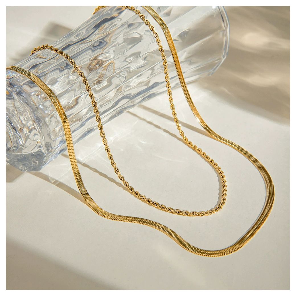 Double Rope Snake Necklace — 着用イメージ | ネックレス | サージカルステンレス316L | Misy Jewelry