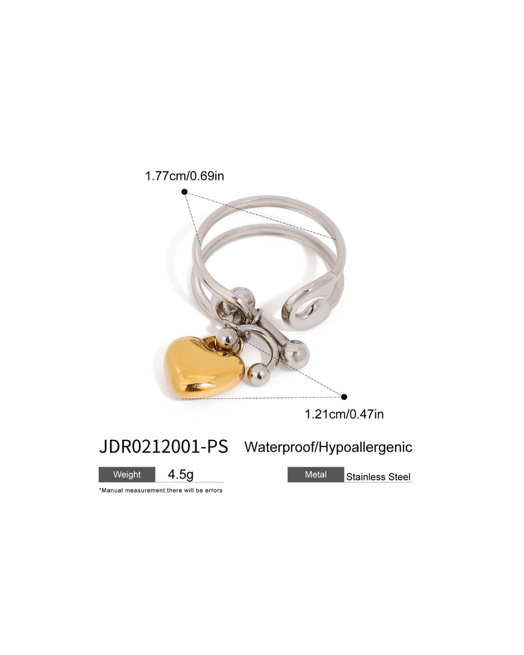 316L Bi-Color Spring Heart Ring 詳細画像3｜Misy Jewelry