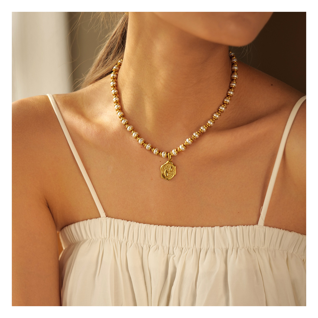 316L Gold Coin Perl Necklace 詳細画像2｜Misy Jewelry