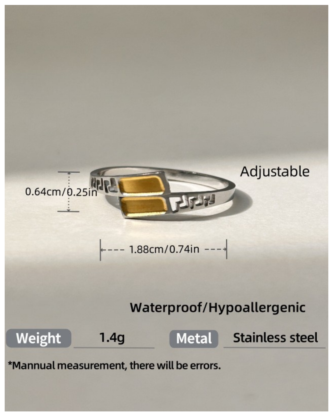 316L Mini Block Bi-Color Ring