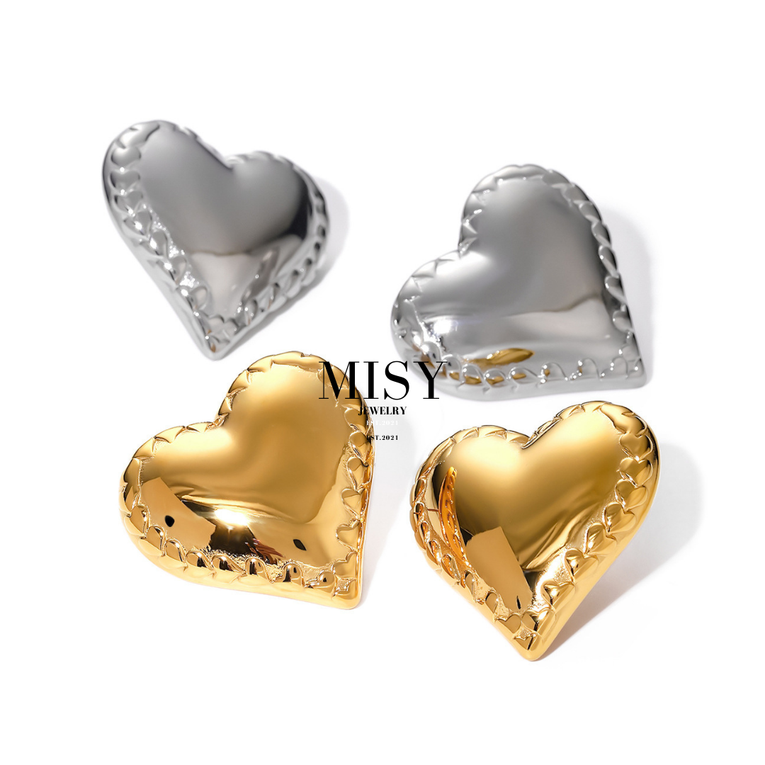 316L  Elegant Patch Heart Pierce 詳細画像5｜Misy Jewelry