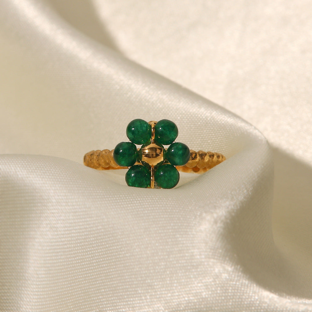 316L Green Flower Ring 詳細画像8｜Misy Jewelry