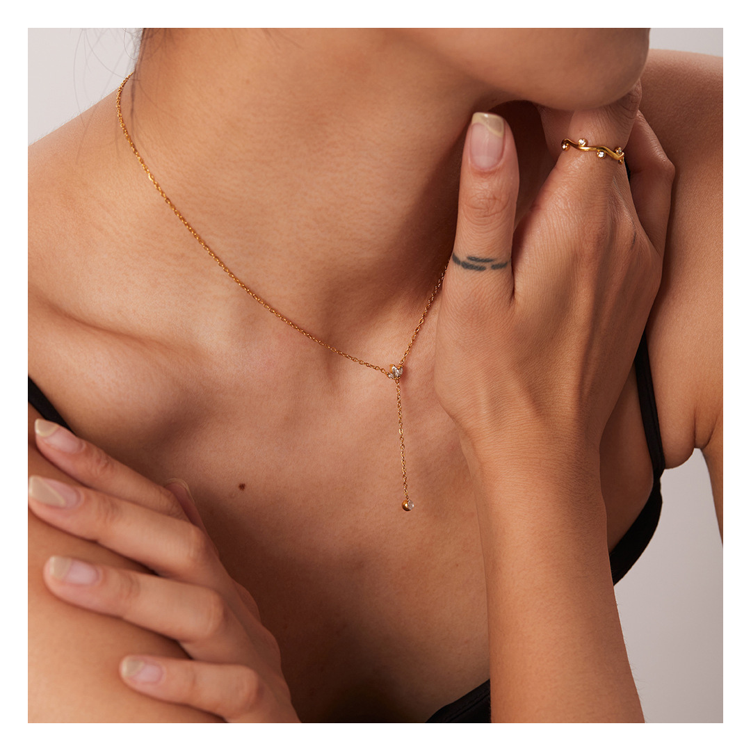 316L Zirconia Hanging  Necklace 詳細画像1｜Misy Jewelry