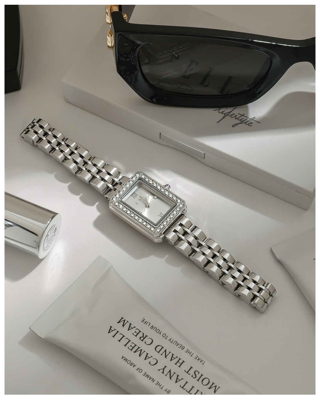 316L Rectangular Classic Watch - Silver - ジュエリー｜Misy Jewelry