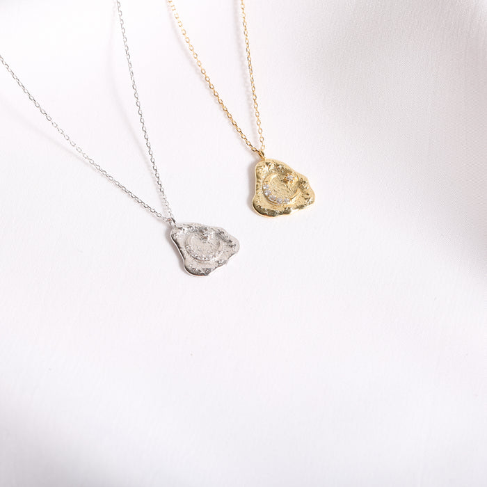 s925 Crecent moon coin necklace