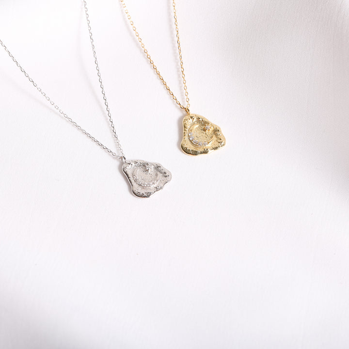 s925 Crecent moon coin necklace