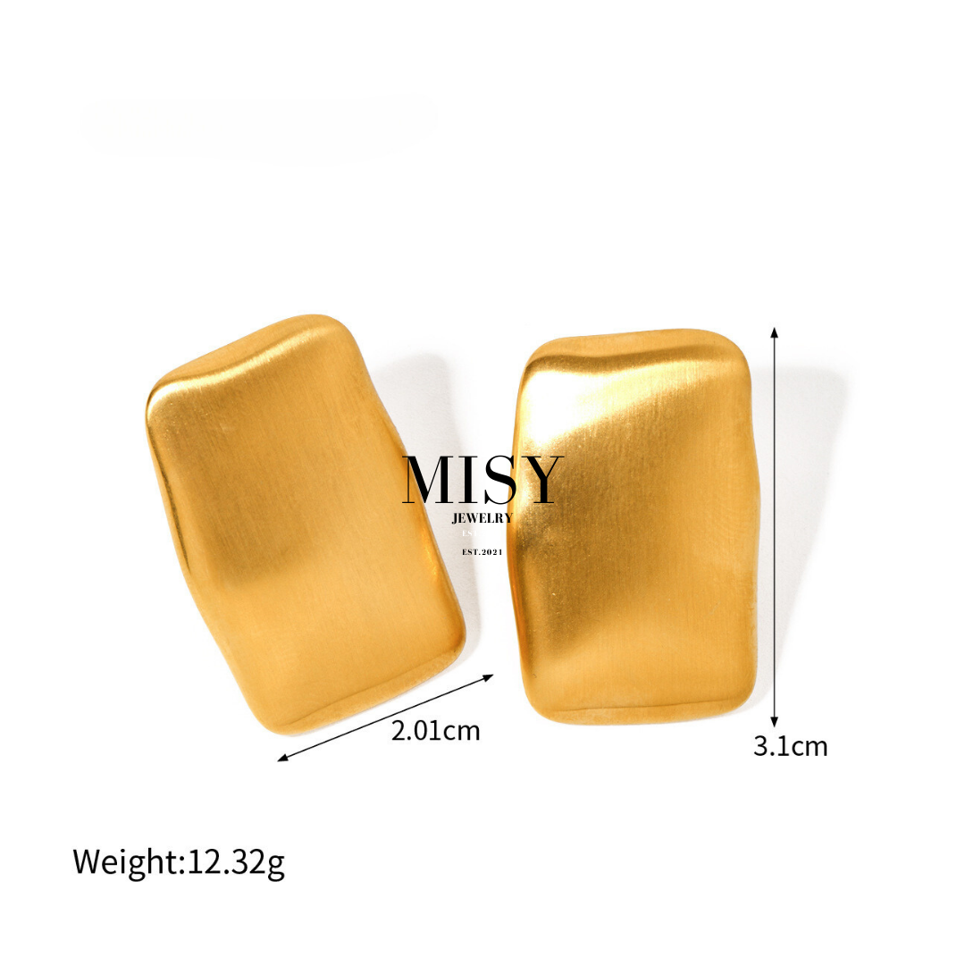 316L Elegant Smooth Matte Square Pierce 詳細画像2｜Misy Jewelry