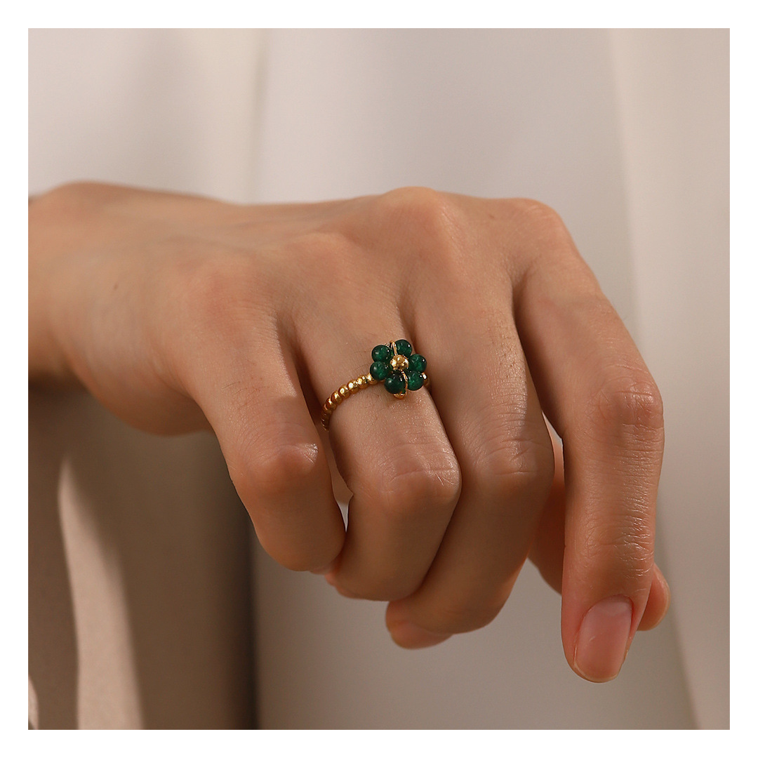 316L Green Flower Ring 詳細画像2｜Misy Jewelry