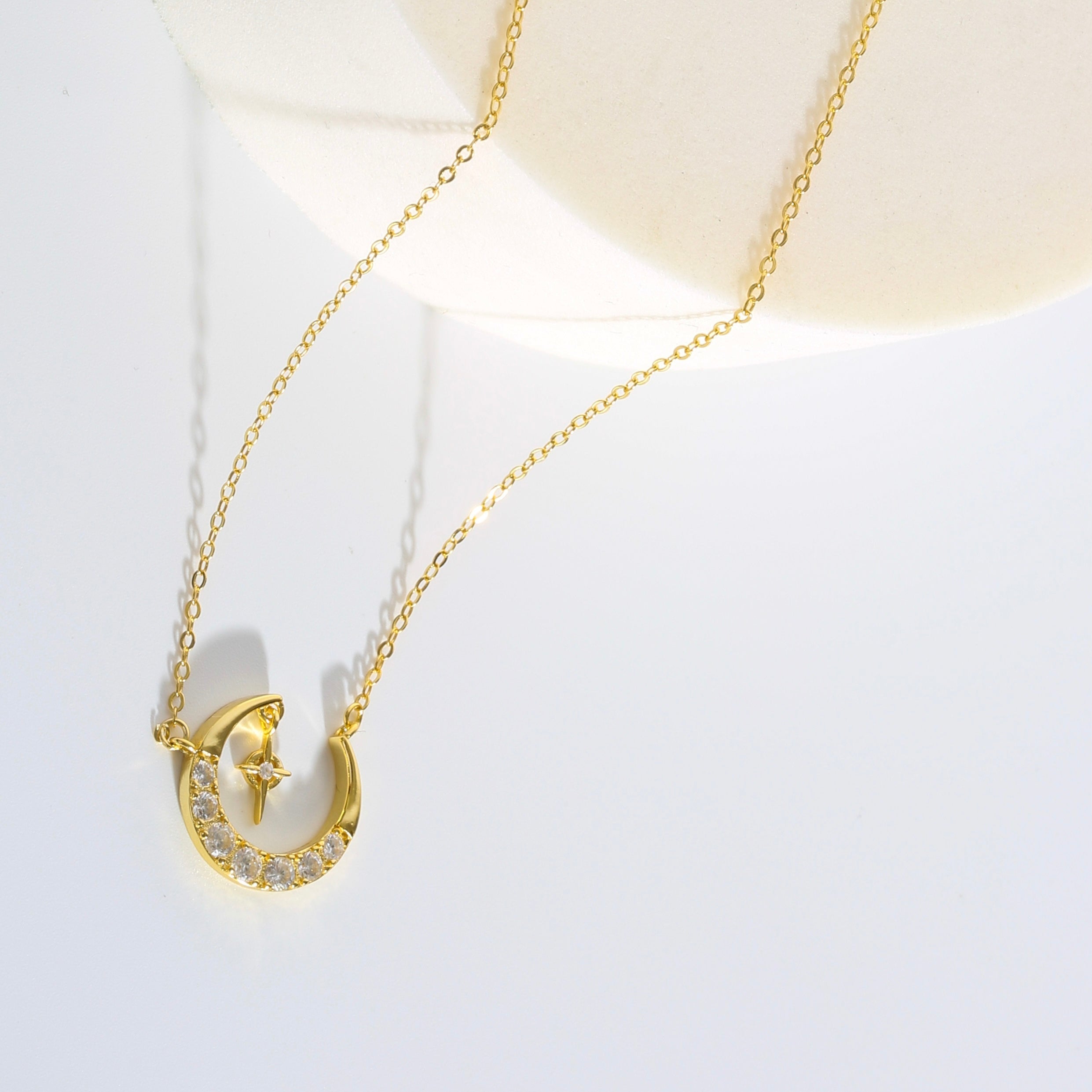 s925 Crecent moon zirconia necklace 詳細画像2｜Misy Jewelry