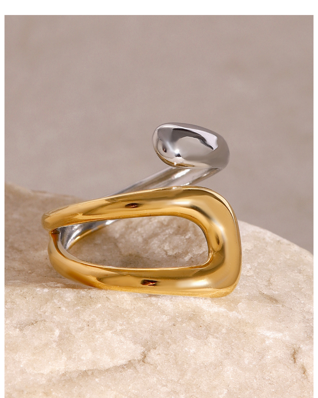 316L Bi-color Curve Sculpture Ring 詳細画像1｜Misy Jewelry