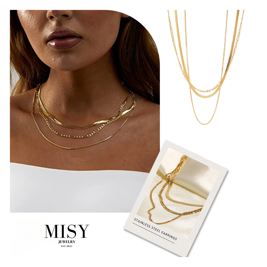 3連 Dot Figaro Chain Necklace 詳細画像7｜Misy Jewelry