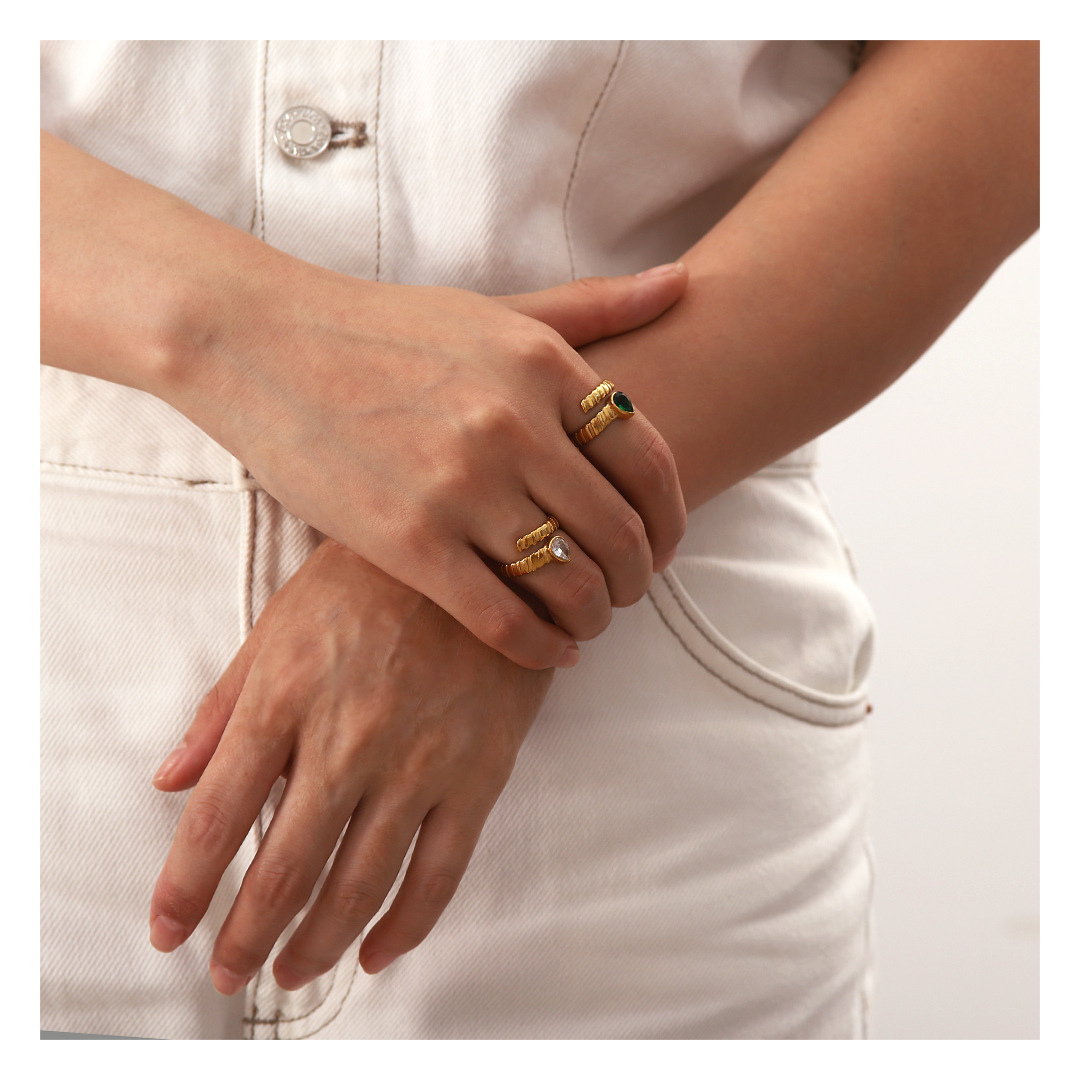 316L Tear Zirconia Ring Green or White — ディテール | リング | サージカルステンレス316L | Misy Jewelry