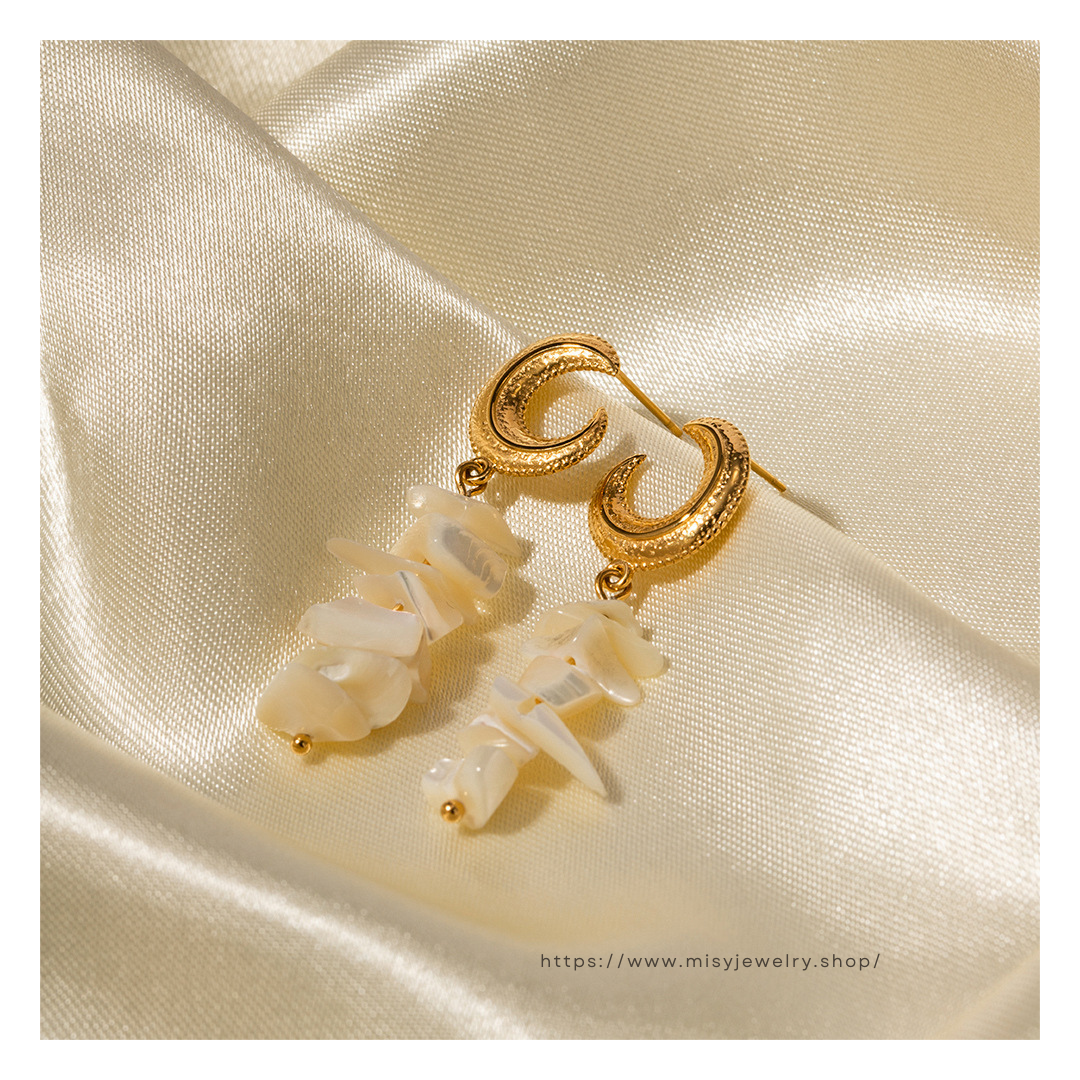 316L Crescent Moon Perl Pierce 詳細画像1｜Misy Jewelry