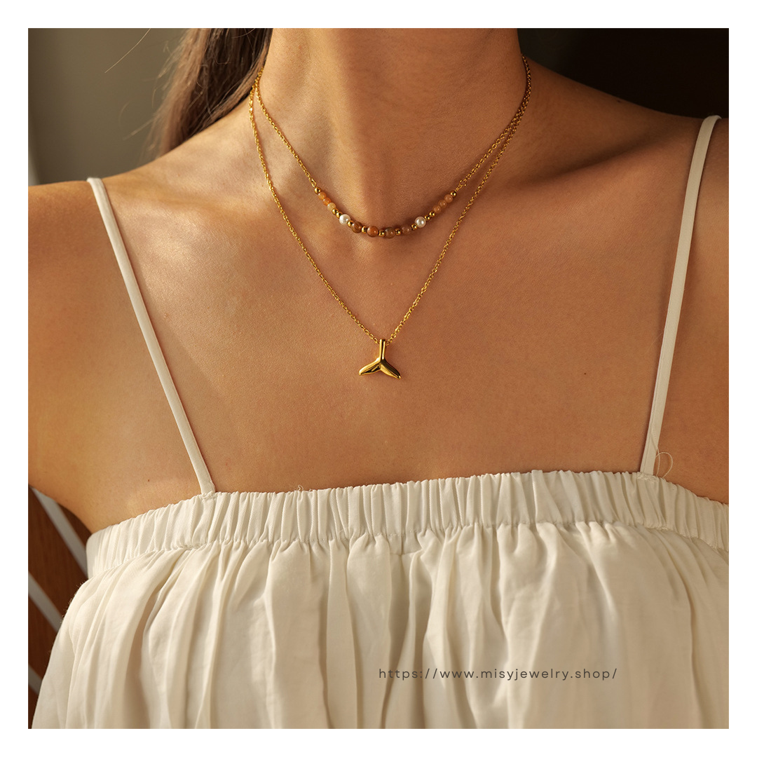 316L Whale Tail Beads Necklace - ネックレス｜Misy Jewelry