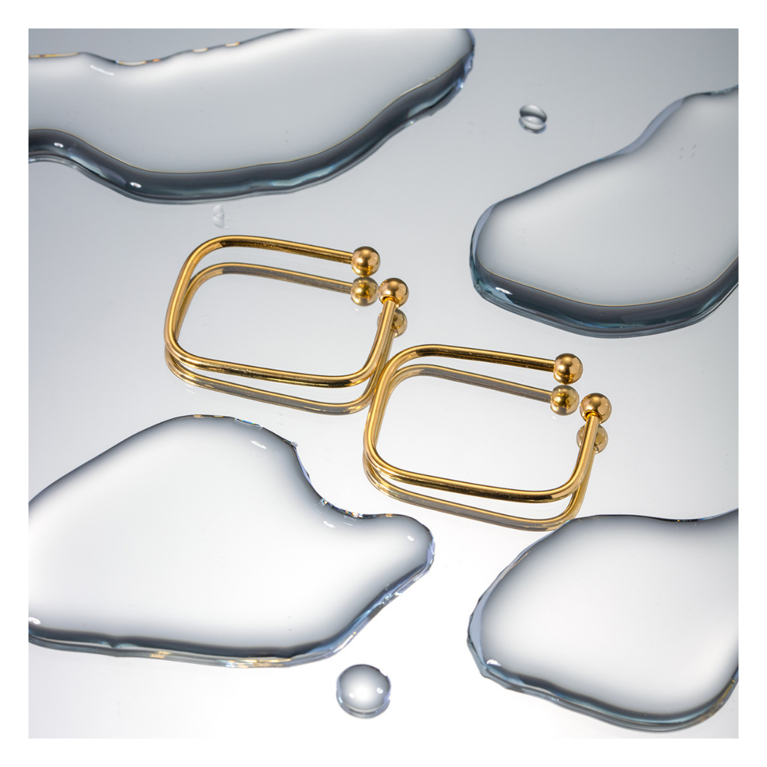 316L Elegant Square Earing 詳細画像1｜Misy Jewelry