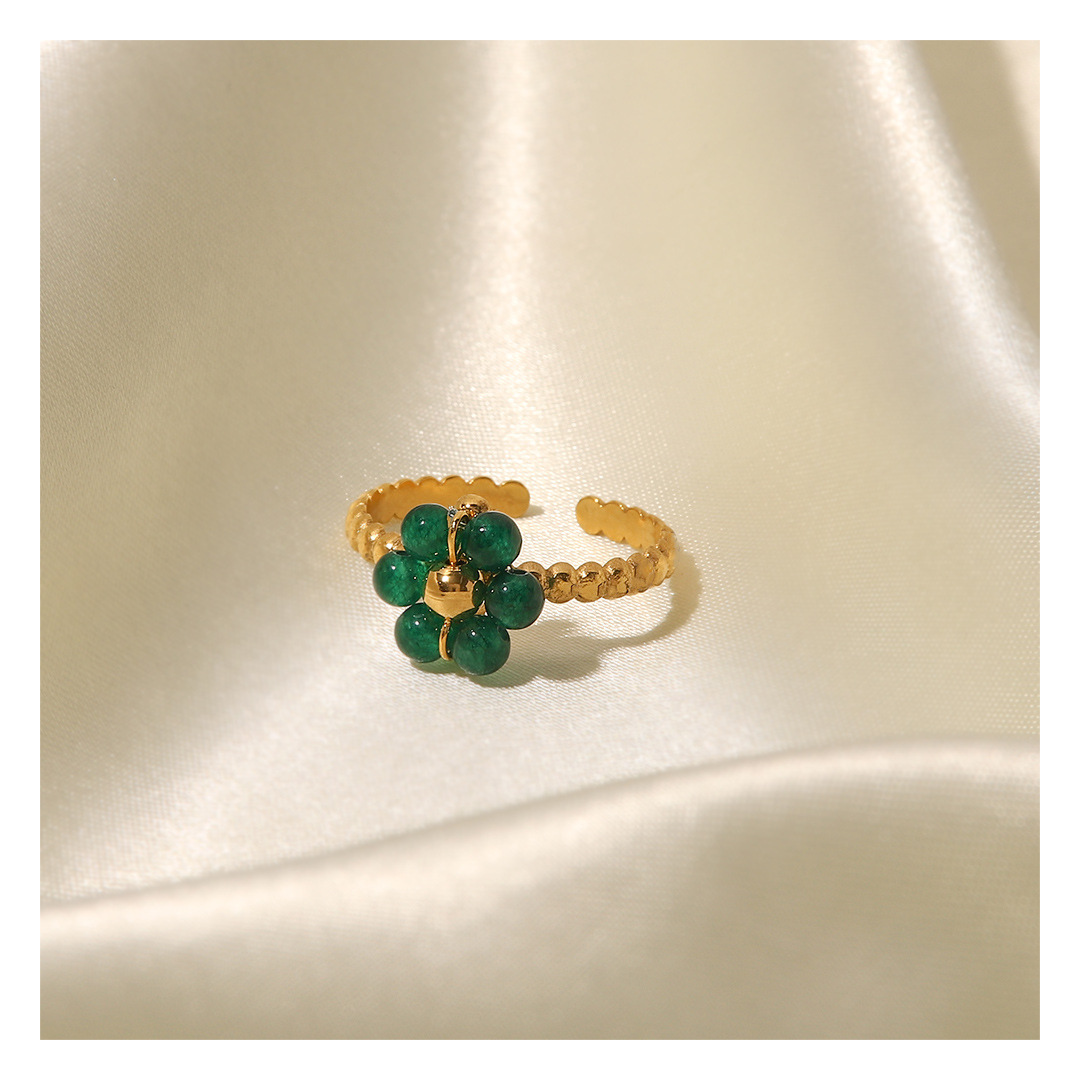 316L Green Flower Ring 詳細画像4｜Misy Jewelry