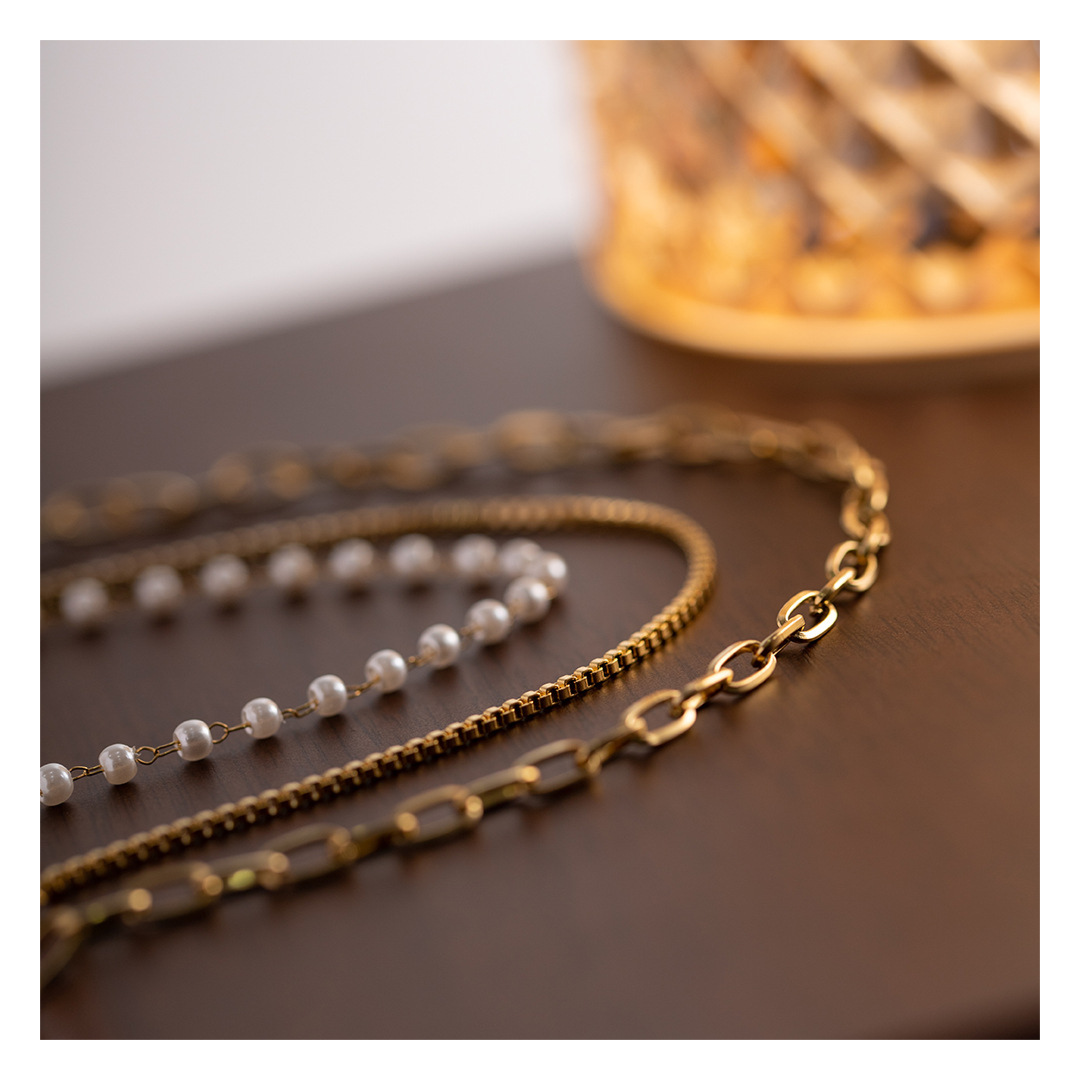 3連 Dot Perl Chain Necklace 詳細画像12｜Misy Jewelry