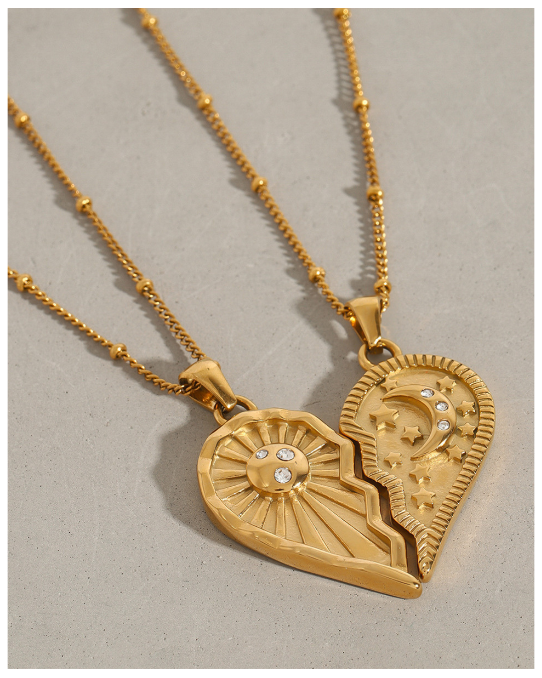 316L Sun & Moon Heart Necklace 詳細画像5｜Misy Jewelry