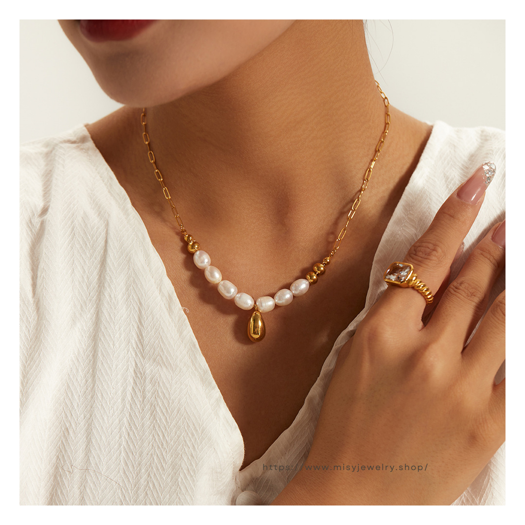 316L Perl Drop Necklace 詳細画像2｜Misy Jewelry