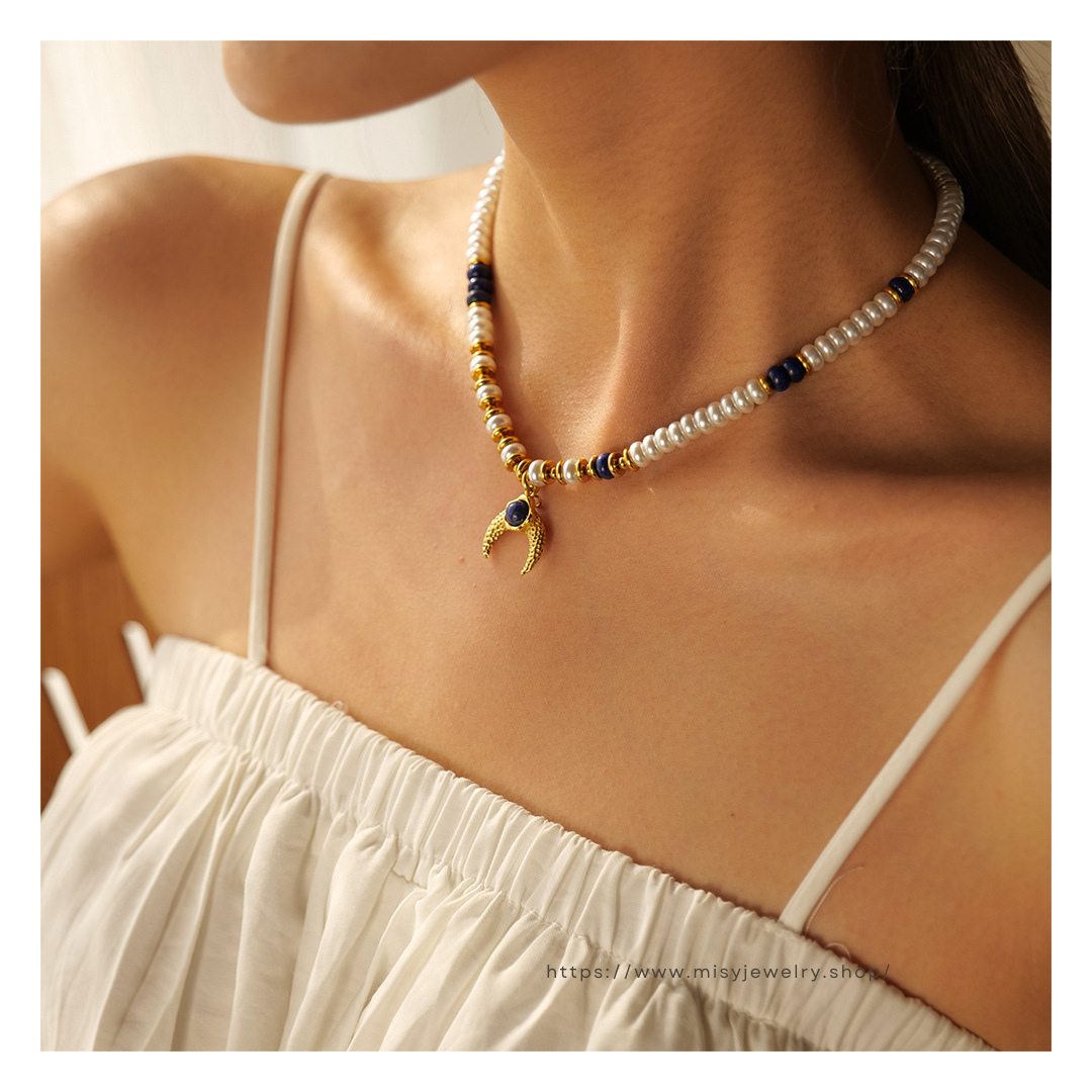316L Moon Beads Necklace - ネックレス｜Misy Jewelry