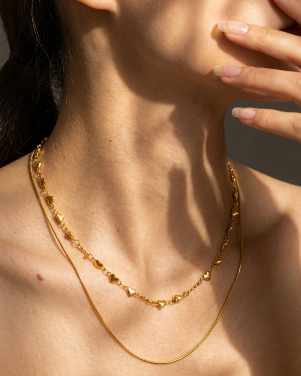 Double Heart Snake Necklace | Misy Jewelry