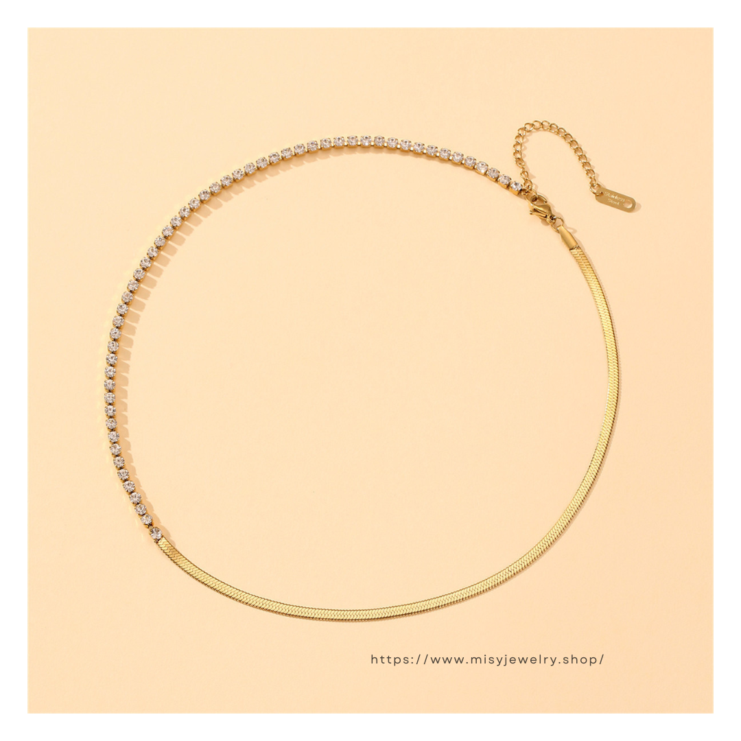 316L Snake & Zirconia Necklace 詳細画像1｜Misy Jewelry