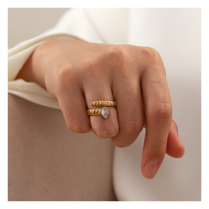 316L Tear Zirconia Ring Green or White