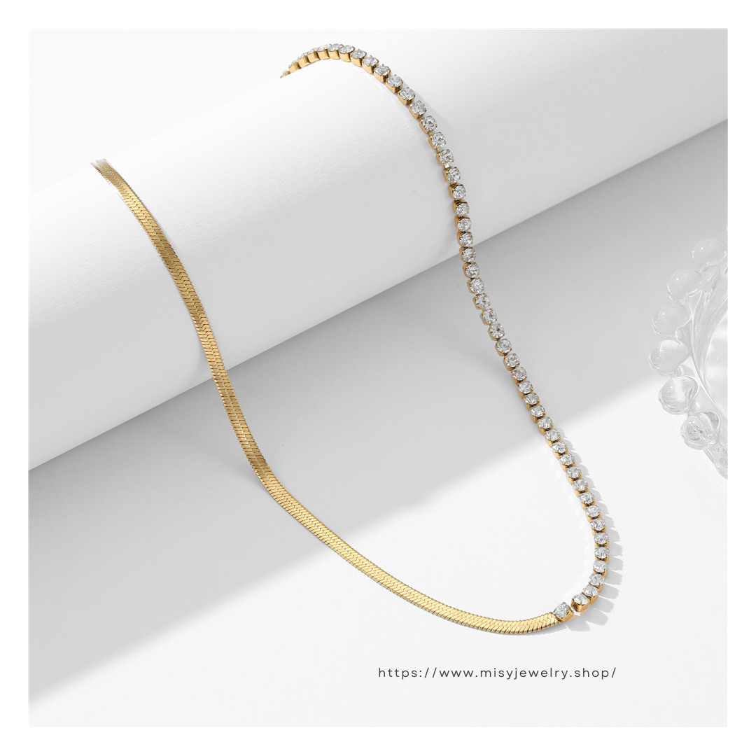 316L Snake & Zirconia Necklace 詳細画像4｜Misy Jewelry