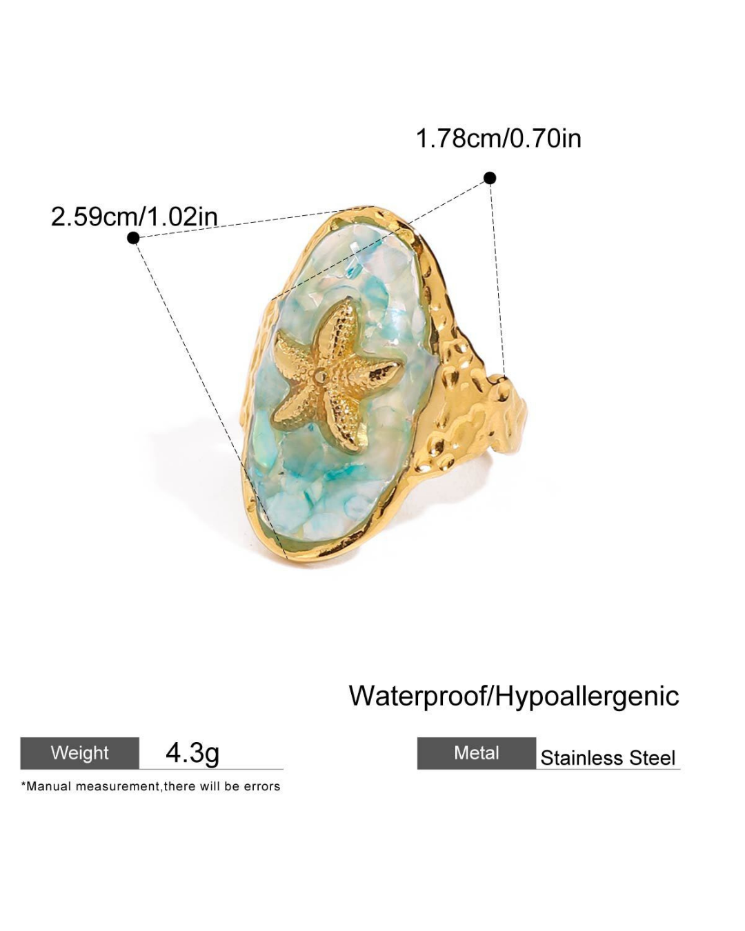 316L Starfish Shell Ring 詳細画像2｜Misy Jewelry