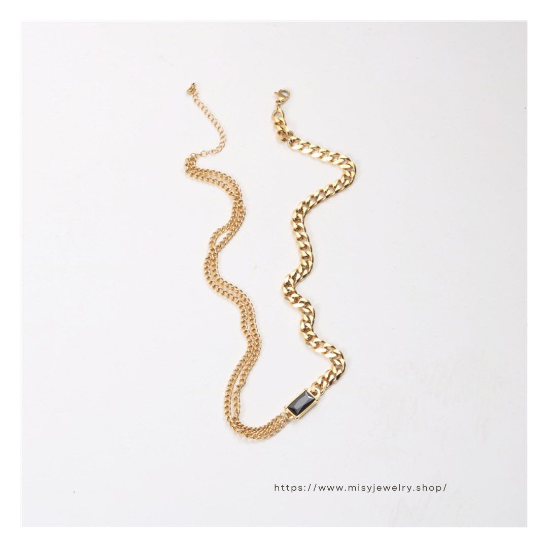 316L Square Zirconia Necklace 詳細画像1｜Misy Jewelry